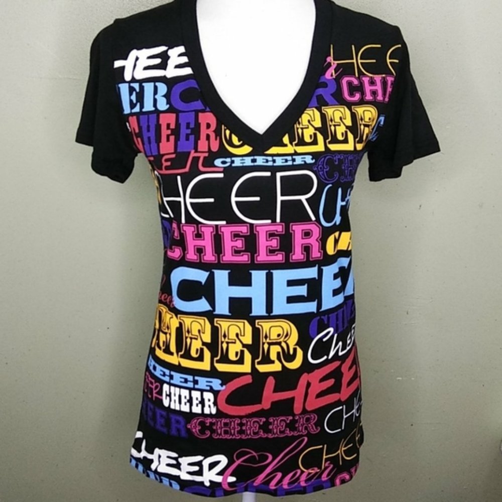 Colorful "CHEER" 100% Cotton T-shirt by Varsity Jr. L NWOT